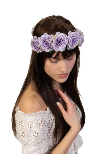 KIMU® Bloemenkrans Haar Rozenkrans Lila Paars Bloemen Haarba, Kleding | Dames, Carnavalskleding en Feestkleding, Ophalen of Verzenden