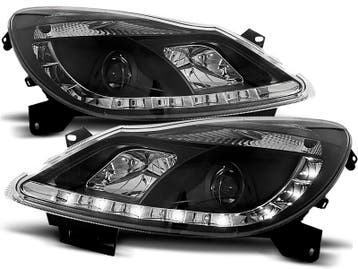 Koplampen Opel Corsa D 06 Devil Eyes real DRL LED Zwart, Auto-onderdelen, Ophalen of Verzenden, Nieuw