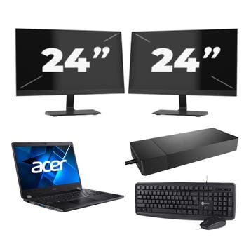 Acer TravelMate P214-53 -   i3-11e 8GB  - 256GB  + 2x 24 inc, Qwerty, Verzenden, Refurbished, 14 inch