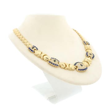 Luxe gouden collier met zirconia en toermalijn (Ketting), Gebruikt, Ophalen of Verzenden, Met edelsteen, Goud