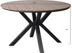 Quincy dining tuintafel aluminium 120xH75 cm rond teak blad, Ophalen of Verzenden, Nieuw
