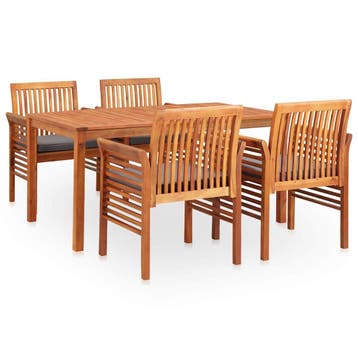 vidaXL 5-delige Tuinset met kussens massief acaciahout, Tuin en Terras, Verzenden, Nieuw, Hout, Tuinset