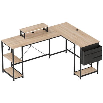 L-vormig Bureau, Veelzijdige Kantoortafel Met Verstelbare Pl, Verzenden, Nieuw