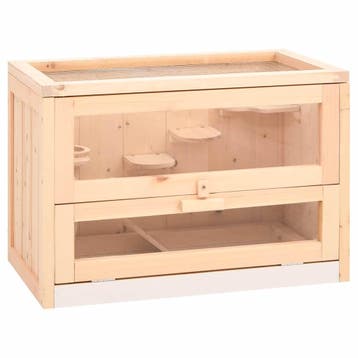 vidaXL Hamsterkooi 60x35,5x42 cm massief vurenhout, Dieren en Toebehoren, Knaagdieren en Konijnen | Hokken en Kooien, Verzenden