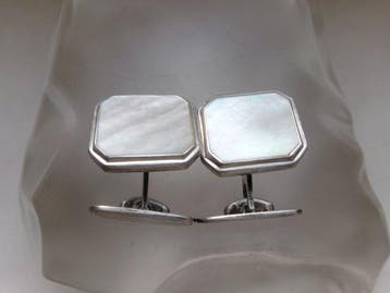 Zilver, parelmoer - Manchetknopen - Art Deco