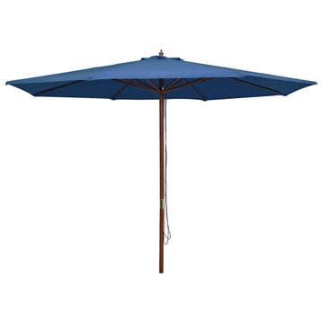 vidaXL Parasol met houten paal 350 cm blauw, Verzenden, Nieuw, 3 tot 4 meter