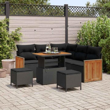 vidaXL Tuinbankenset 8 st 8-Aantal zitplaatsen Zwart, Verzenden, Nieuw, 8 zitplaatsen