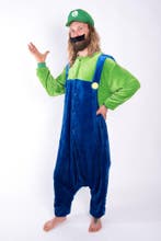 Onesie Luigi Pak Kostuum Pet XS-S Super Mario Jumpsuit Huisp, Carnaval, Nieuw, Ophalen of Verzenden, Kleding