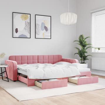 vidaXL Slaapbank met onderschuifbed en lades 80x200 cm, Eenpersoons, Verzenden, Nieuw, 80 cm