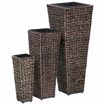 vidaXL Plantenbakken verhoogd 3 st waterhyacint donkerbruin, Overige materialen, Verzenden, Minder dan 60 cm, Nieuw