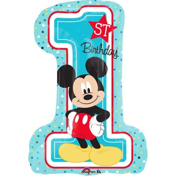 Folieballon 1st Birthday Mickey Mouse XL cijfer, Ophalen of Verzenden, Nieuw