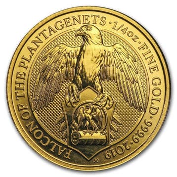 Gouden Queens Beasts Falcon of the Plantagenets 1/4 oz 2019, Verzenden, Losse munt, Goud