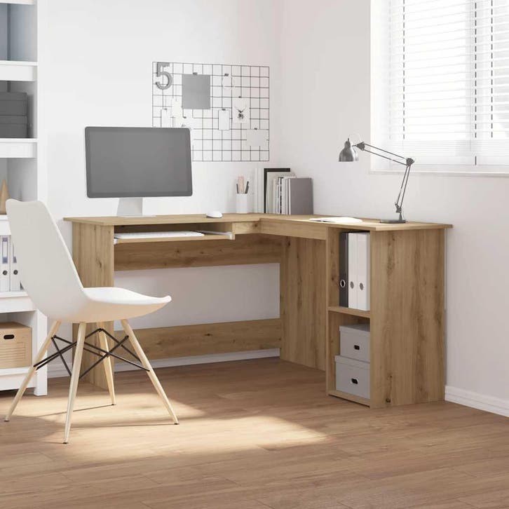 vidaXL Hoekbureau 120x140x75 cm bewerkt hout artisanaal, Huis en Inrichting, Bureaus, Nieuw, Verzenden