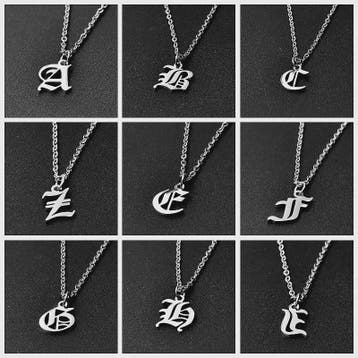 RVS Initiaal Ketting met Oude Engelse Letterhanger - 26 Lett, Verzenden, Nieuw