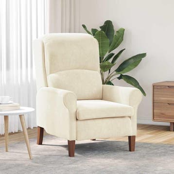 Fauteuil Creme Fluweel | Retourdeal 41% Korting, Huis en Inrichting, Fauteuils, 75 tot 100 cm, Ophalen of Verzenden, Zo goed als nieuw