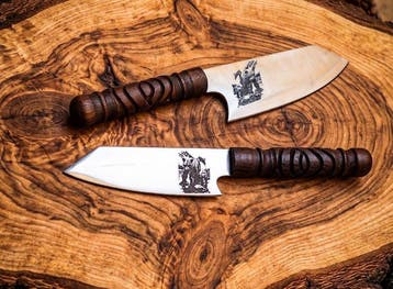 Antique Rose Wooden Handles Kitchen/Chef Knife, Etching with