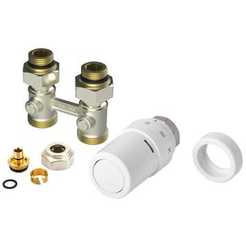 Rechte design aansluitset met thermostaatknop - 16mm, Verzenden, Nieuw