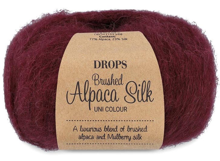 DROPS Brushed Alpaca Silk Uni Colour - 23 wijnrood - Wol G, Hobby en Vrije tijd, Breien en Haken, Ophalen of Verzenden