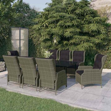 vidaXL 9-delige Tuinset bruin, Tuin en Terras, Verzenden, Nieuw, 8 zitplaatsen, Tuinset