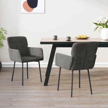 vidaXL Eetkamerstoelen 2 st fluweel donkergrijs, Huis en Inrichting, Stoelen, Verzenden, Nieuw, Grijs