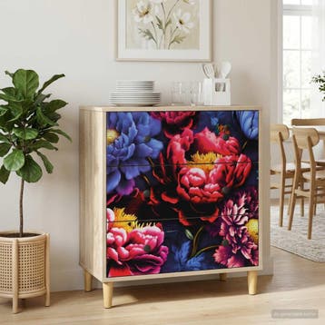 vidaXL Ladekast KIEL Donker pioenroosprint 66 x 36,5 x 75 cm, Verzenden, Nieuw
