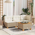 vidaXL Tuinbank 3-zits met kussens poly rattan beige, Verzenden, Nieuw