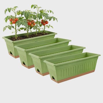 Set van 4 Rechthoekige Bloempotten - Decoratief & Veelzijdig, Verzenden, Nieuw