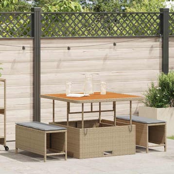 vidaXL Tuin eettafelset 3 st Beige poly rattan, Verzenden, Nieuw, Rotan, 3 zitplaatsen