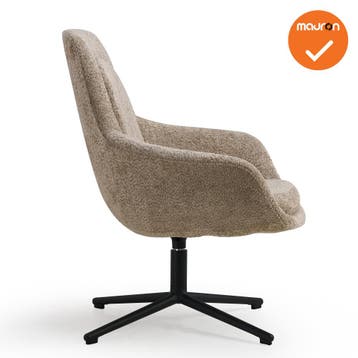 Luxe ster-poots Fauteuil - Zonder hoofdsteun - Beige stoffer, Vergader- of Presentatieruimte, Ophalen of Verzenden, Nieuw zonder verpakking
