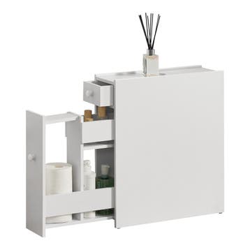 Niskast badkamerkast met 2 lades 58x16x48 cm wit, Verzenden, Nieuw