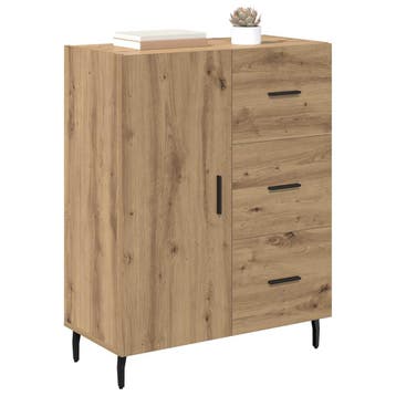 vidaXL Dressoir met lade Artisan Eiken 69,5 x 34 x 90 cm, Verzenden, Nieuw, Overige houtsoorten, Minder dan 50 cm