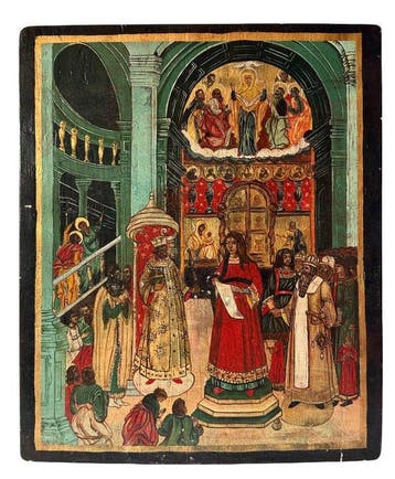 Icoon - Pokrov van de Moeder Gods - Hout - XL - met de hand