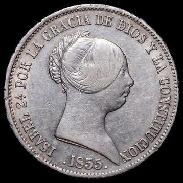 Spanje. Isabel II. 20 Reales 1855 - Sevill (Zonder