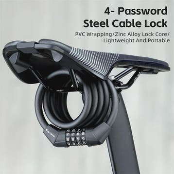 WEST BIKING 4-Cijferig Fietsslot - 120cm Staalkabel Anti-die, Verzenden, Nieuw