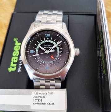 Traser - P59 - AURORA GMT - TRIGALIGHT H3 - Anthracite -, Nieuw