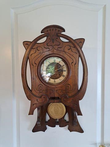 Vrijslinger klok Jugendstil Hout, Messing, Glas - 1900-1910