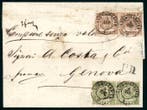 Baden 1862/1868 - Mengfrankatuur met paar 9 kr. bruin en, Gestempeld