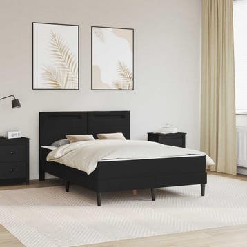 vidaXL Bedframe met LED-stripverlichting Zwart 140 x 200 cm, Overige materialen, Verzenden, Zwart, Nieuw