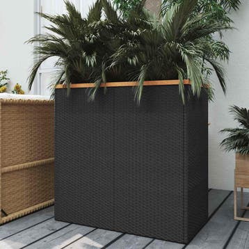 vidaXL Plantenbak 80x40x80 cm poly rattan zwart, Verzenden, Nieuw, Minder dan 60 cm, 60 cm of meer