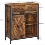 Dressoir Industrieel met Schuifdeur – Vintage Hout Design, Overige houtsoorten, Met lade(s), Verzenden, Nieuw