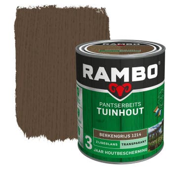 Rambo Pantserbeits Tuinhout Zijdeglans Berkengrijs 0.75L, Verzenden, Nieuw, Beits, Grijs