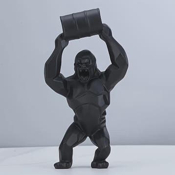 Unieke Gorilla Beeld met Vat - Hars Decoratie voor Woonkamer