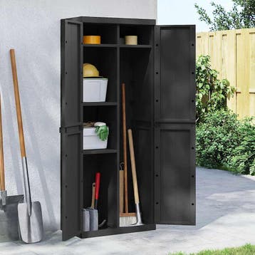 vidaXL Tuinkast 65x37x165 cm polypropeen zwart, Verzenden, Nieuw