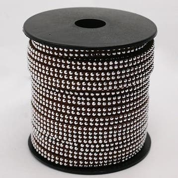 1 meter imitatie Suède leer 5 x 2mm met studs zilver 2 ri.., Ophalen of Verzenden, Nieuw, Draad