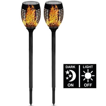 Benson Tuinlamp met vlameffect - Zonne-energie - Set van..., Ophalen of Verzenden, Nieuw