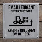Emaille bord afgifte goederen om de hoek, Verzenden, Nieuw