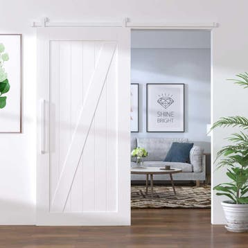 vidaXL Beslagset voor schuifdeur 200 cm staal wit, Verzenden, Nieuw