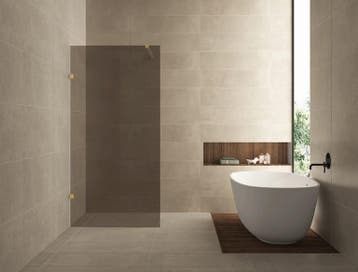 Douchewand Less Rookglas – 90 x 200 cm – 8 mm Nano – Messing, Ophalen of Verzenden, Nieuw, Glas, Bad
