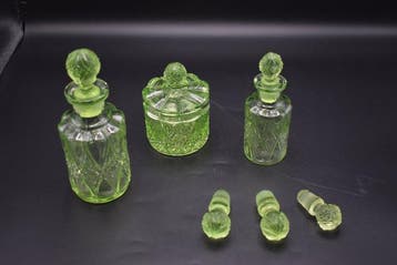 Art Deco Toiletset (3) - Verreries de Scailmont -Manage -