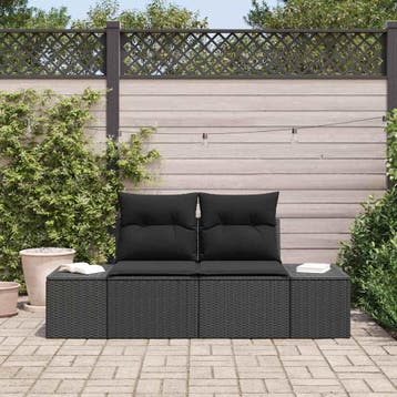 vidaXL Tuinbank met kussen Zwart 184 x 62 x 69 cm poly, Verzenden, Nieuw